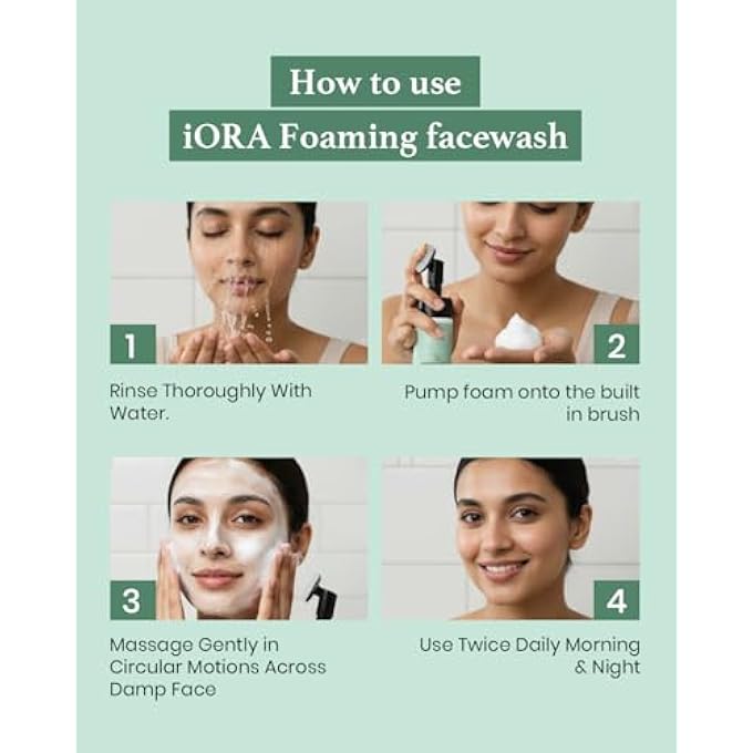 iOra PREBIOTIC FOAMING FACEWASH WITH SILICONE BRUSH - ORGANIC CLEANSER WITH SUPERFOODS AND SEABUCKTHORN EXTRACTS, 100 ML (PACK OF 1) - Image 4
